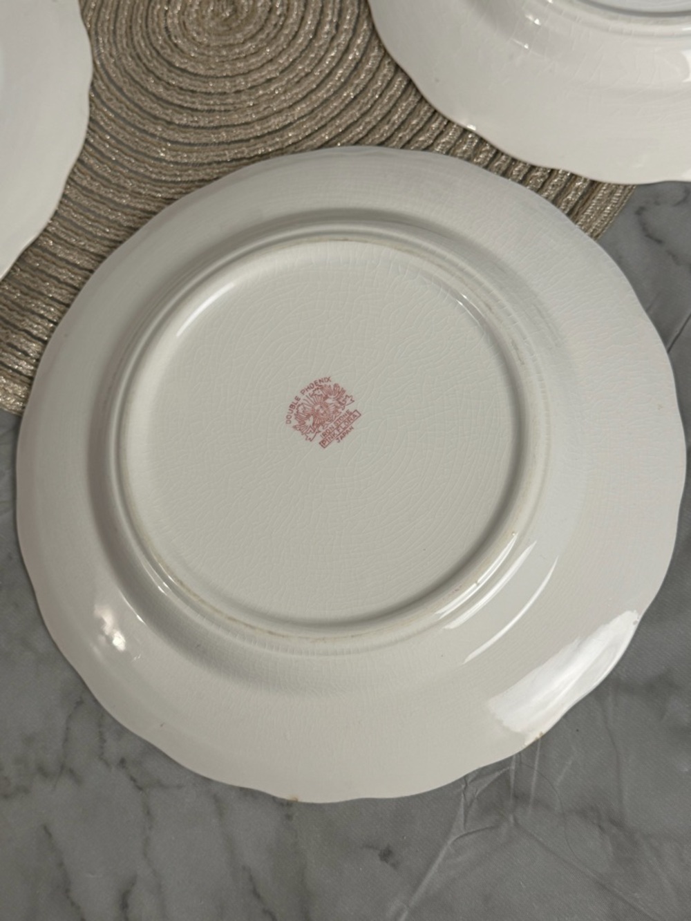 Vintage Pink Red Floral Ironstone Dinner Plates Set of 4 Cottagecore Shabby Chic - Picture 11 of 12